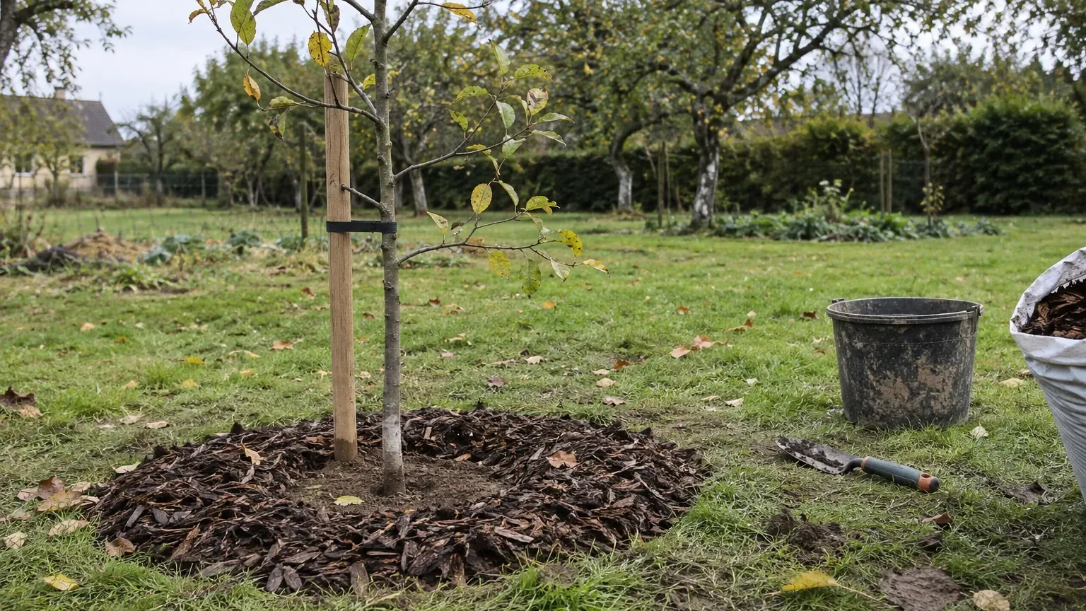8 cm de paillis : l’épaisseur que visent les pépiniéristes autour d’un jeune arbre planté en octobre