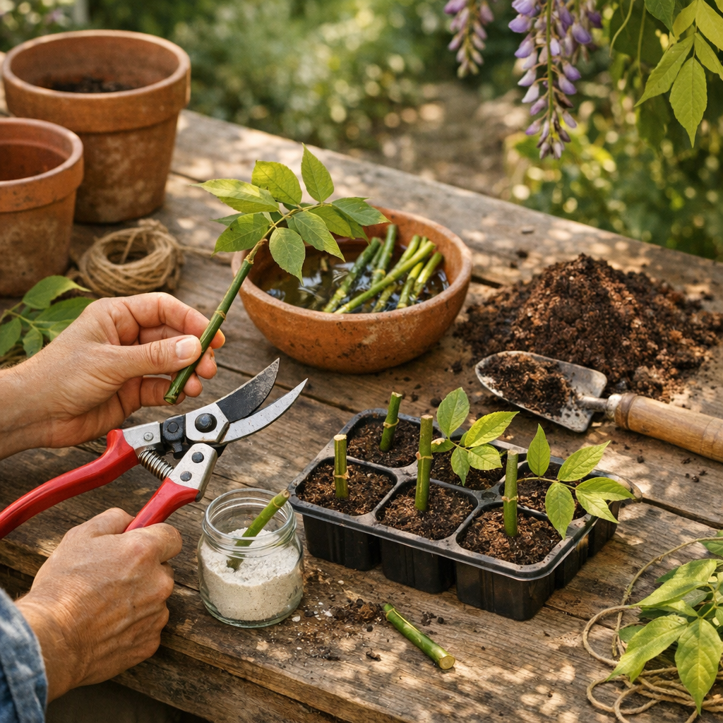 Comment bouturer la glycine sans automatisme : gestes, matériel et suite de plantation