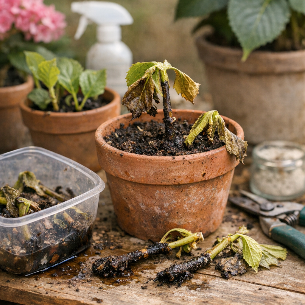 Pourquoi les boutures d’hortensia pourrissent ou échouent souvent