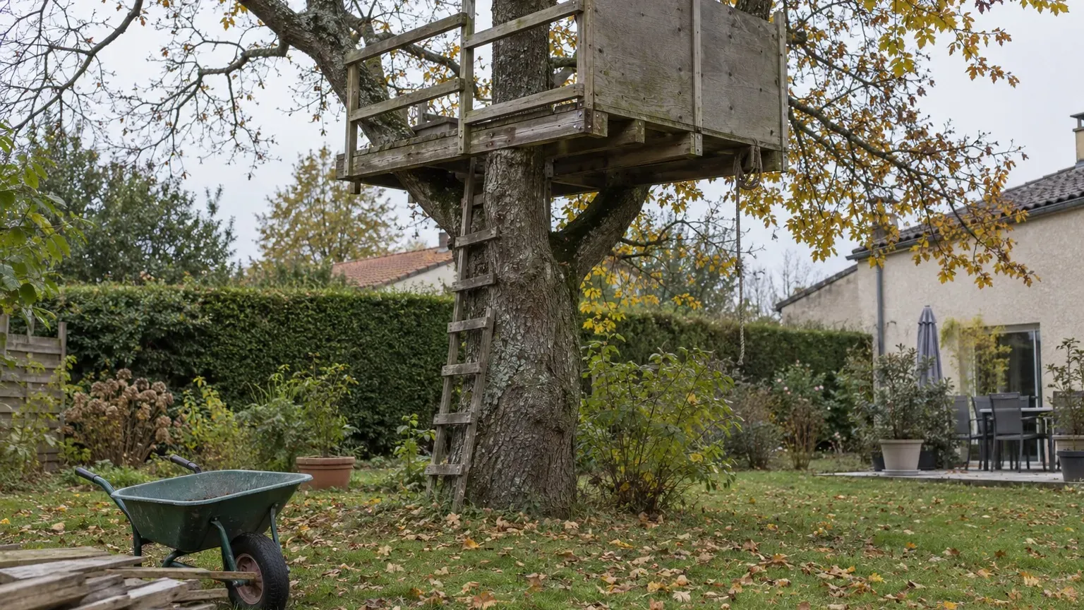 Cabane perchée des enfants : ce qui change pour vous si le voisin se plaint, des panneaux pleins peuvent éviter de tout démonter