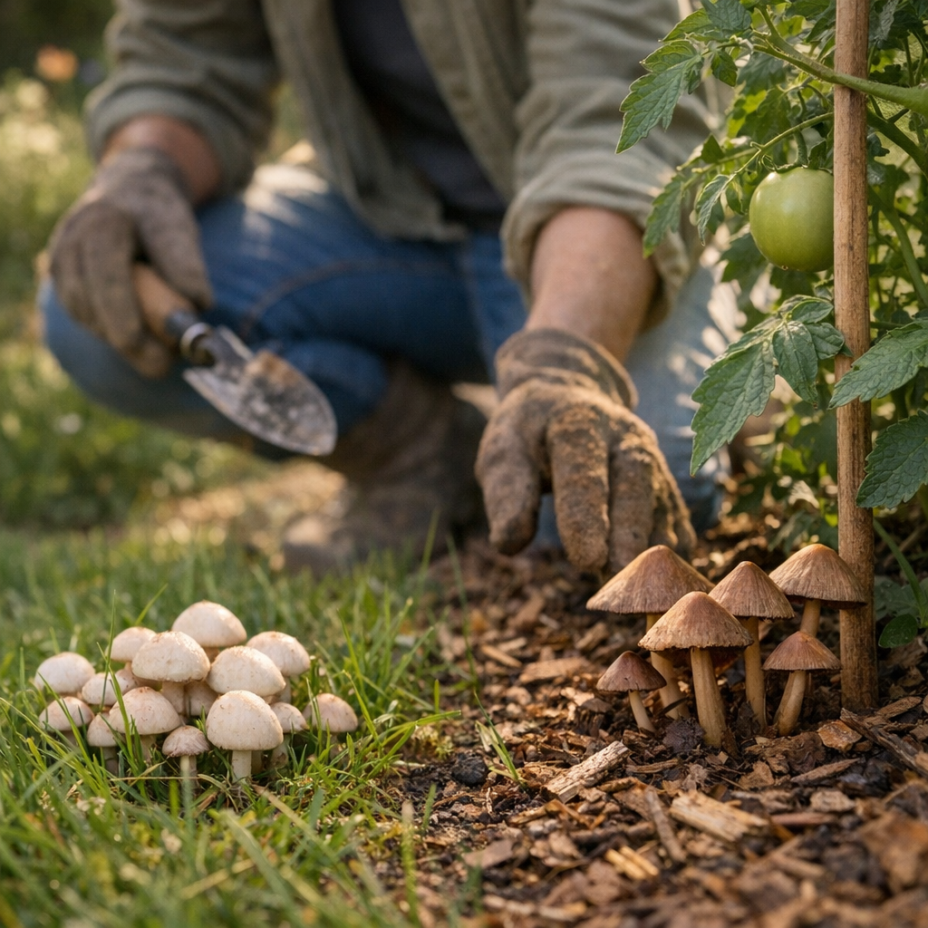 Quand des champignons apparaissent dans le gazon ou au pied des plantations, comment distinguer un simple signe d’activi