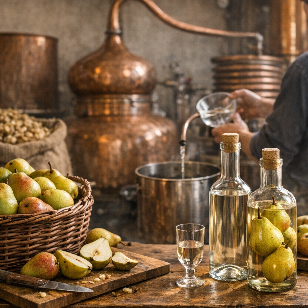 Comment est élaborée une eau-de-vie de poire artisanale