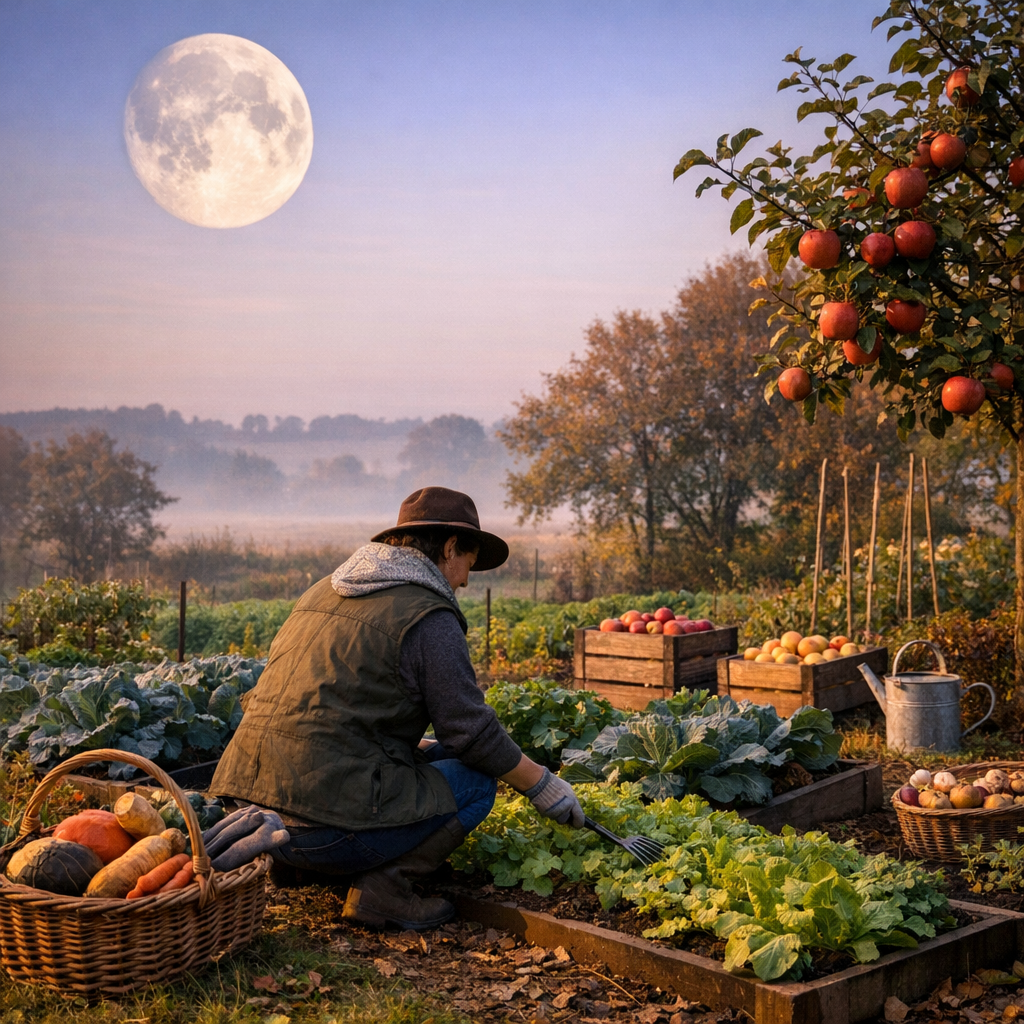 Jardiner avec la Lune en octobre : quels travaux prioriser au potager et au verger