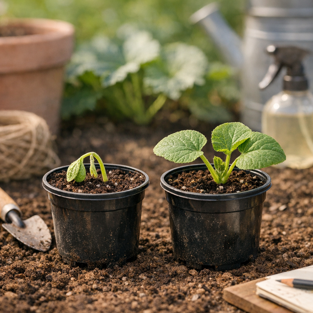 Le protocole de reprise sur 7 jours : diagnostic J+3 et J+7 d’un jeune plant de courgette