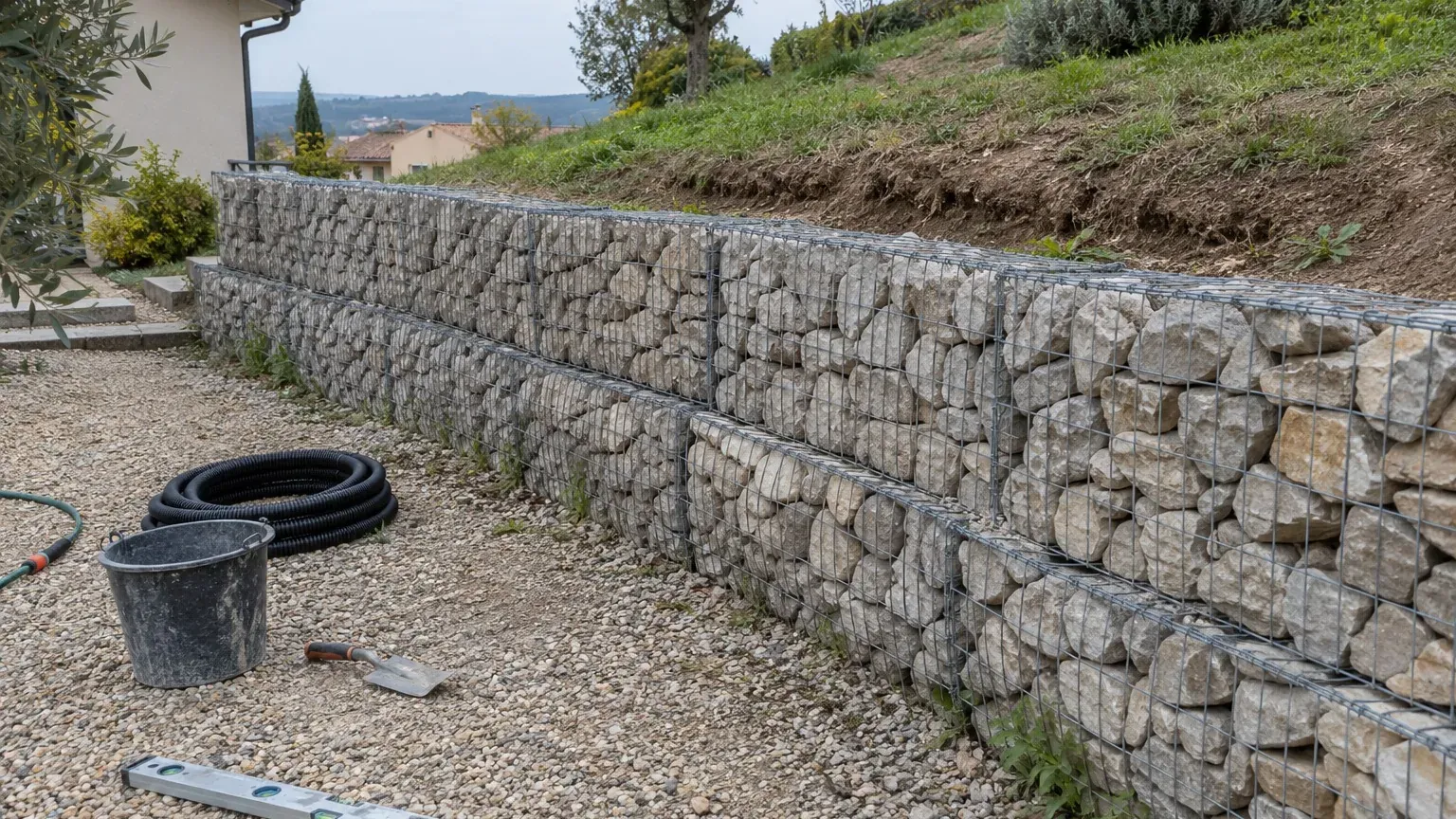 « On dirait du roc, mais poussez ici » : ce qu'un maçon a montré sur un muret en gabions avant les pluies d'automne