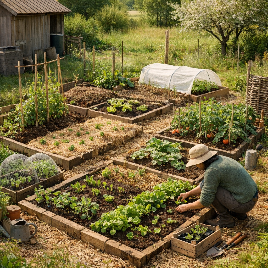Cas concret : un micro-potager permaculture de 12 m², mois par mois, la première année