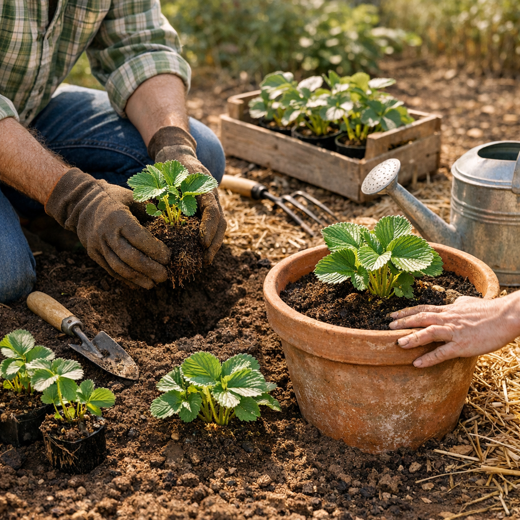 Comment planter les fraisiers en pleine terre ou en pot sans rater la reprise
