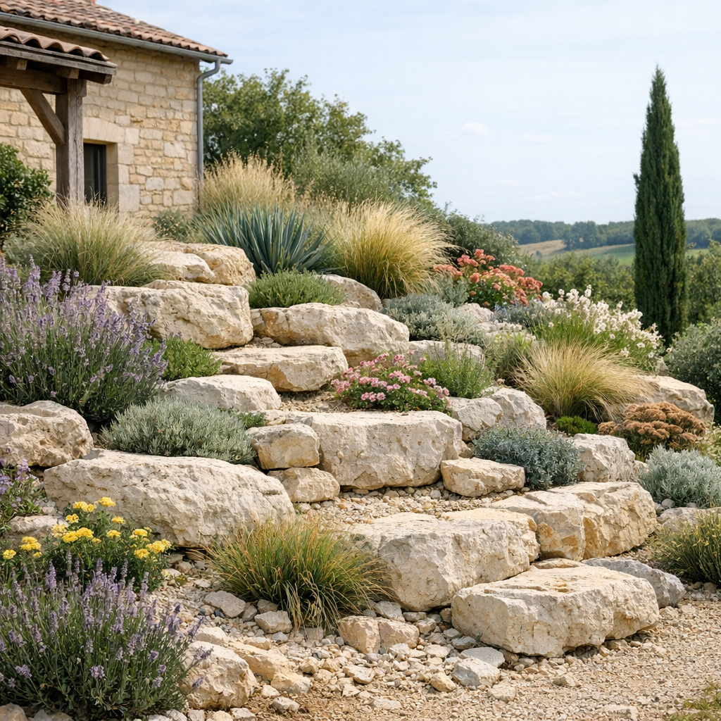 Rocaille jardin moderne : idées, plan et plantes durables