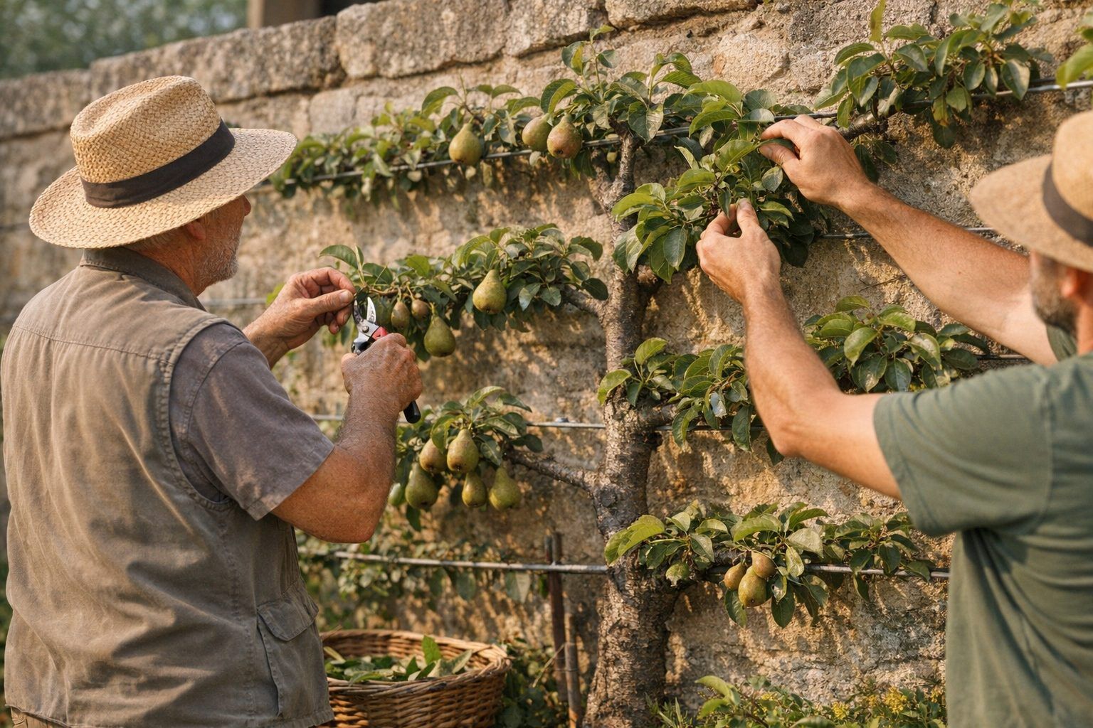 Taille de fructification et taille en vert du poirier palissé