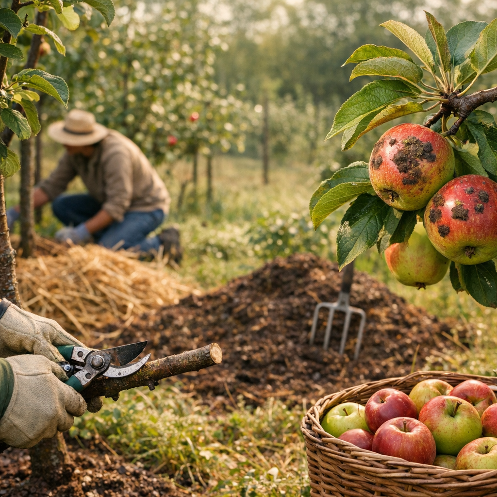 Prévenir la tavelure du pommier en verger bio : variétés, taille, sol et hygiène